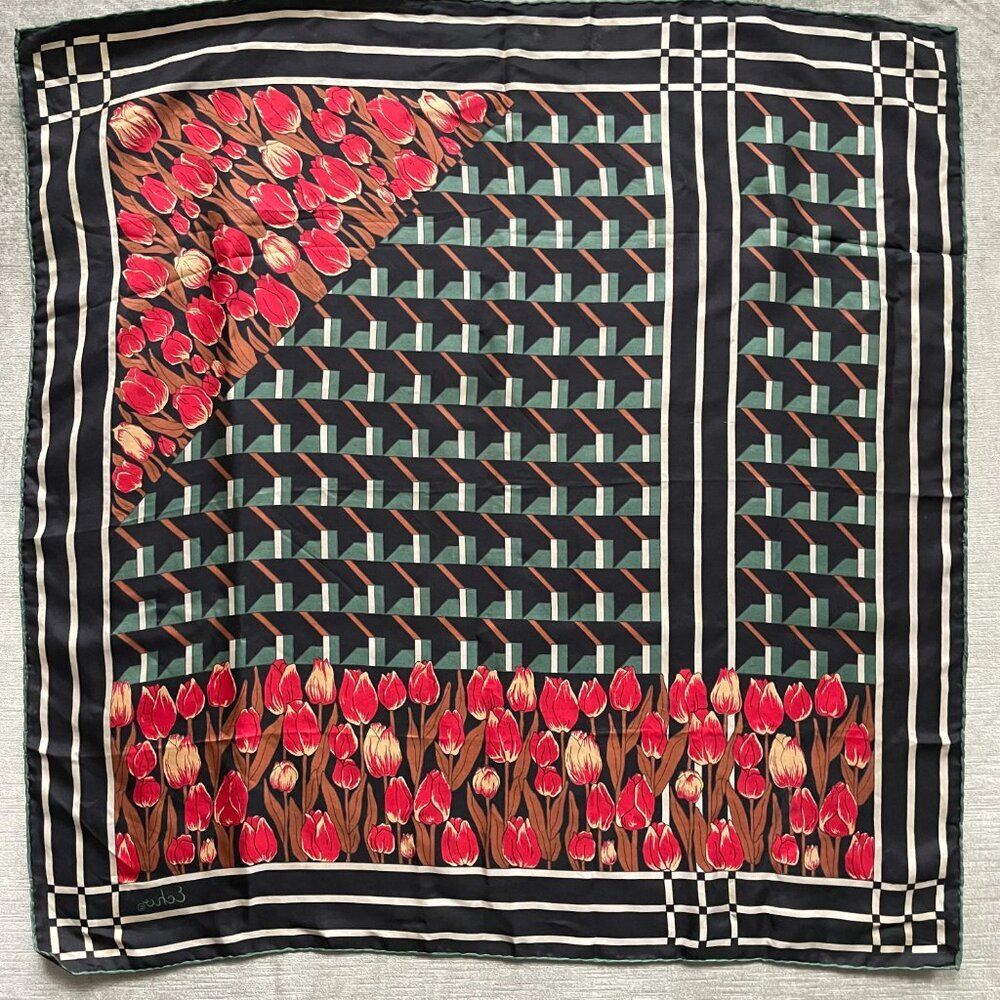 ECHO Vintage Tulip Scarf - 100% Silk - Picture 6 of 7